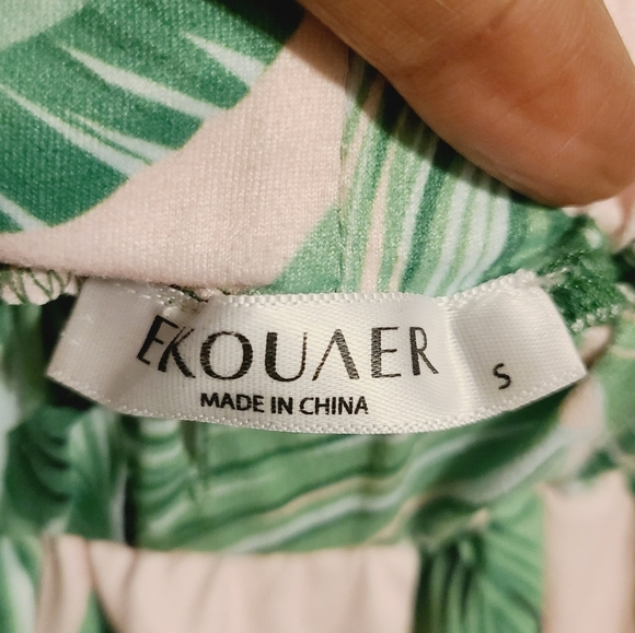 Ekouaer | Women's Leafy Green Printed Pajama or Lounge Pants (Size Small) - Picture 2 of 8